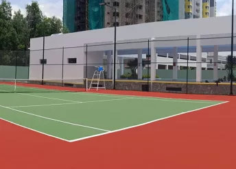 Sơn 6 lớp với Sơn Cao Su Chống Nứt POLYURETHANE TOPTENNIS trên nền ciment.